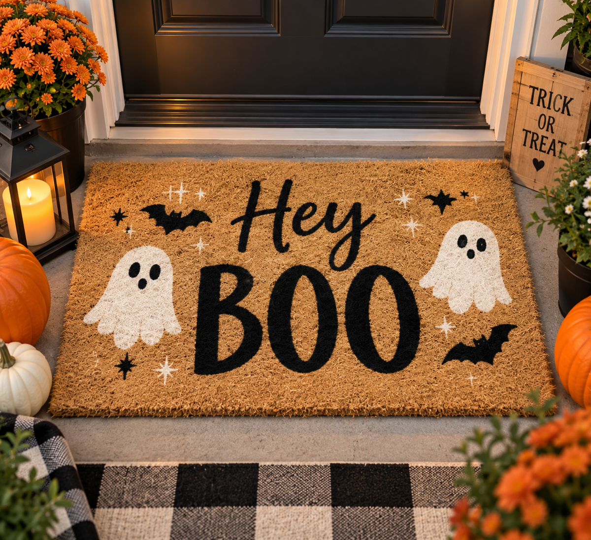 Halloween Door Mat - Hey Boo