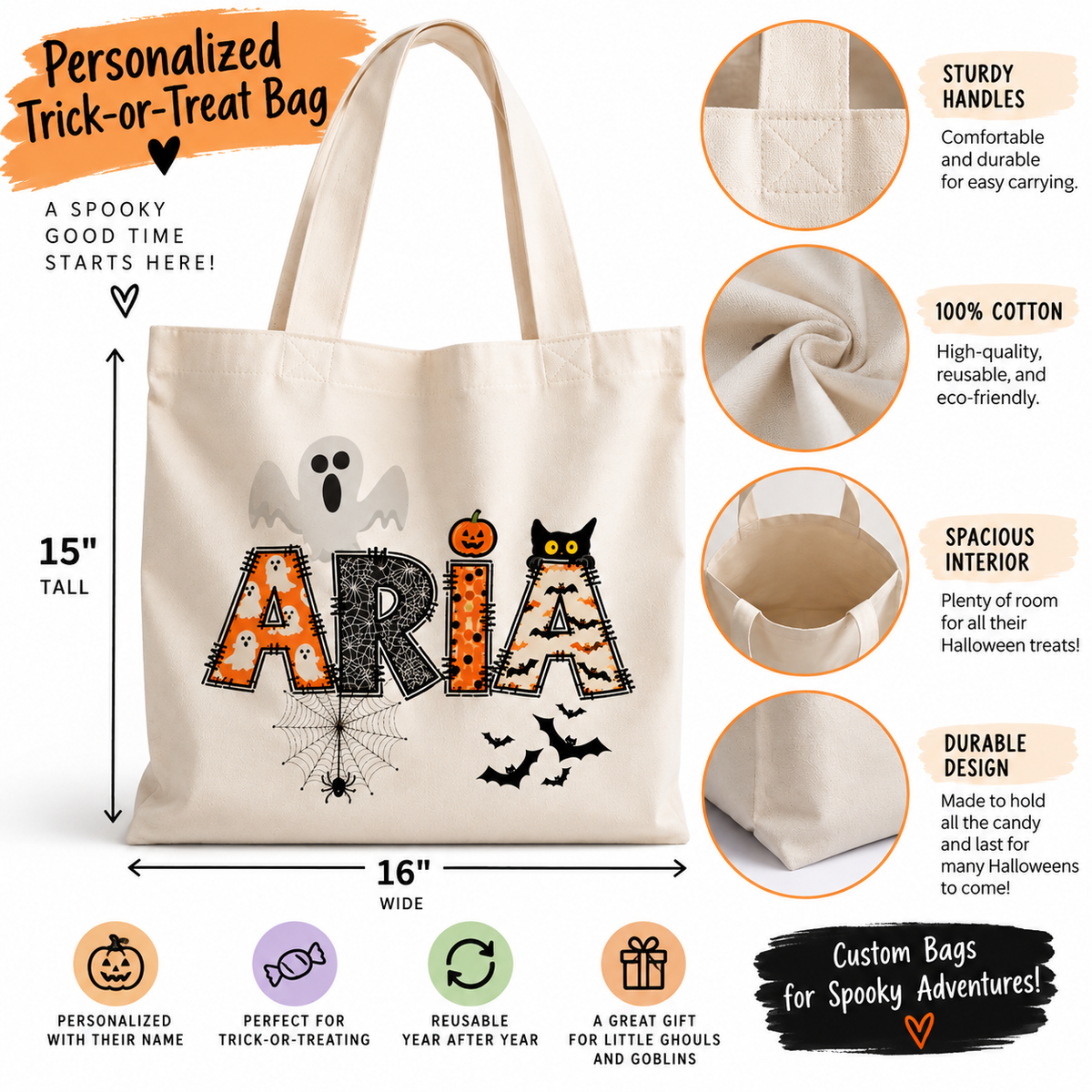 Spooky Stitches Personalized Trick-or-Treat Bags
